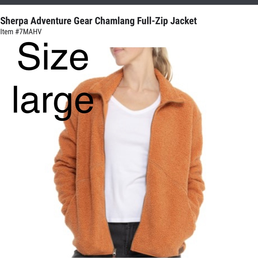 Sherpa Adventure Gear jacket is NEW - warm -full-zip-classic style -size Large
